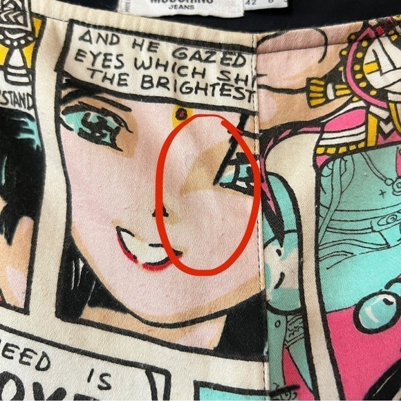 Moschino | Vintage 90s Comic Anime Manga Print Pants Trousers Size 8 - Picture 6 of 16